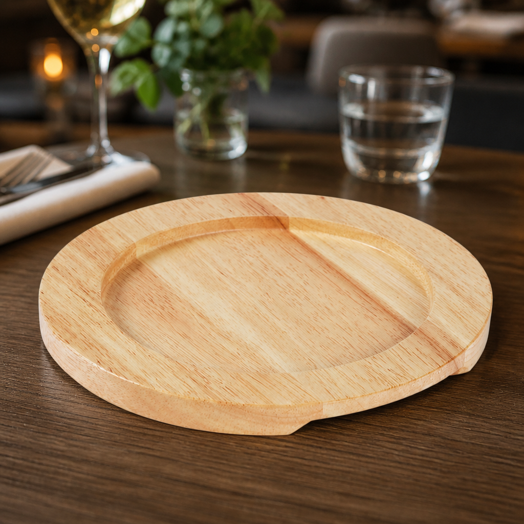Wooden trivet board for cast iron round eared dish 210mm