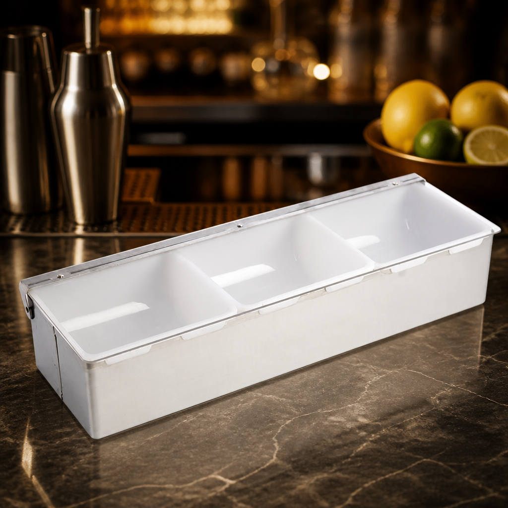 Commercial Stainless Steel 3 Compartment Condiment Holder