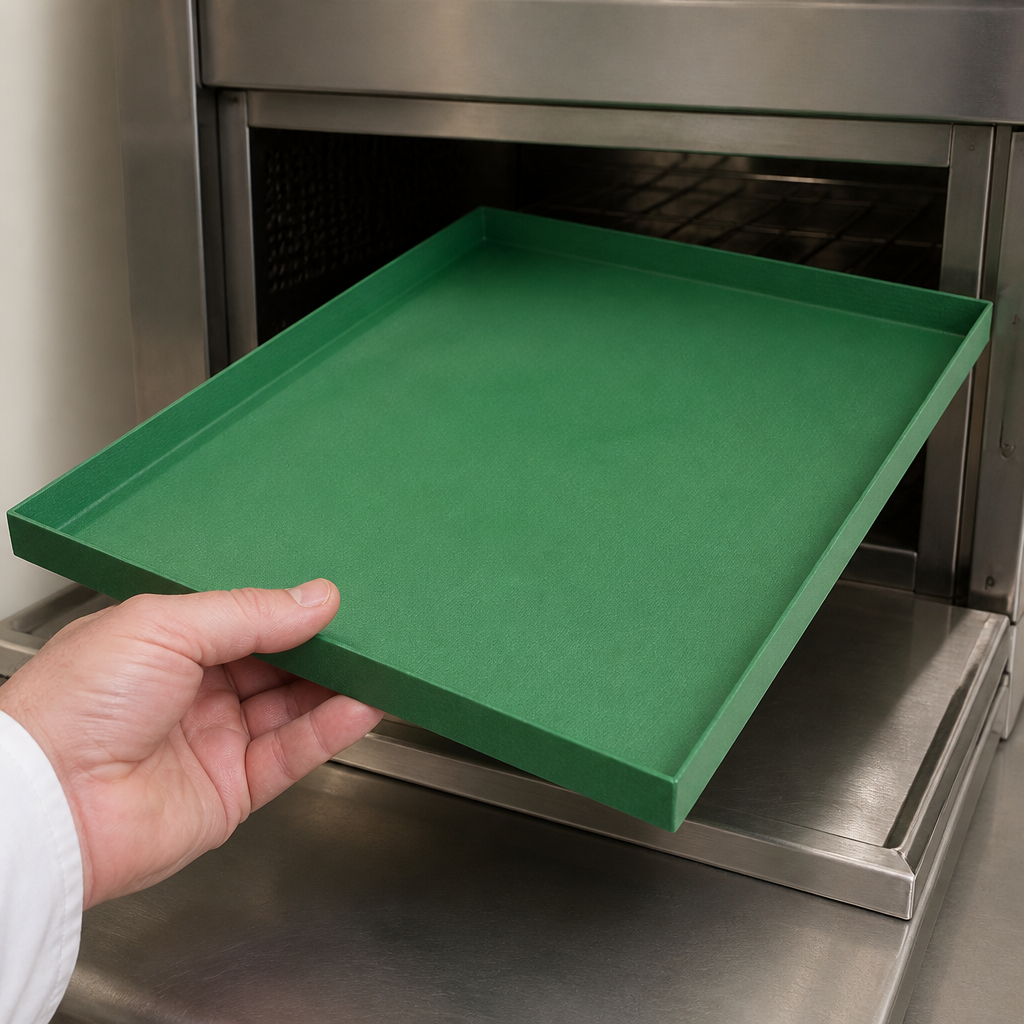 Commercial half size green cooking tray for 12 inch ovens