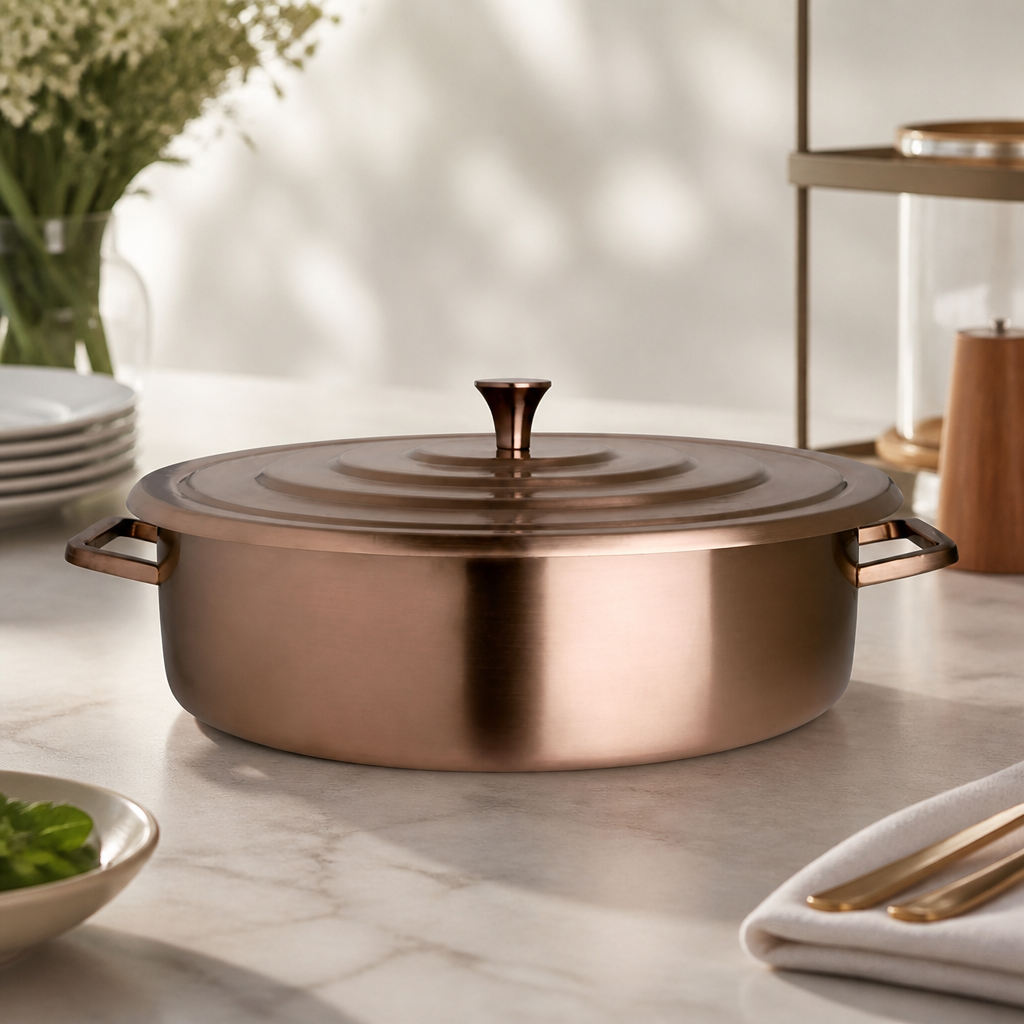 Commercial Brushed Bronze Round Chafer 9.1Ltr Dish