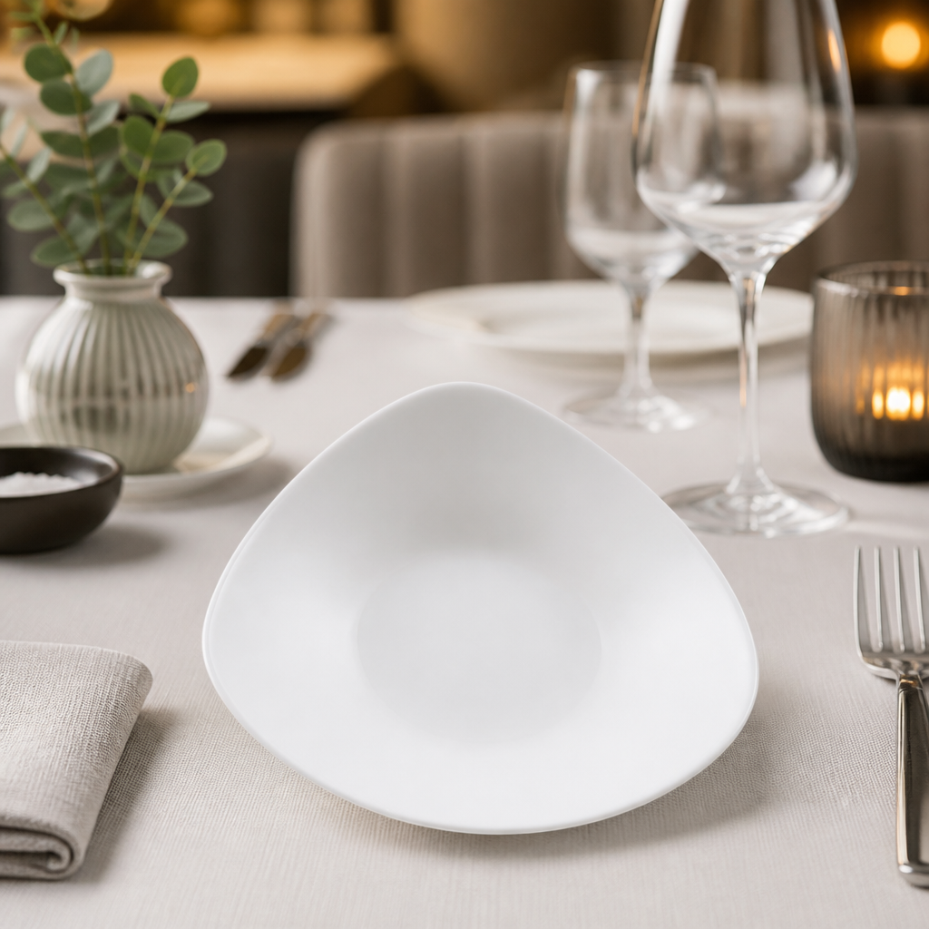 Commercial Vellum Triangle Bowls 185mm 370ml 12 Pack