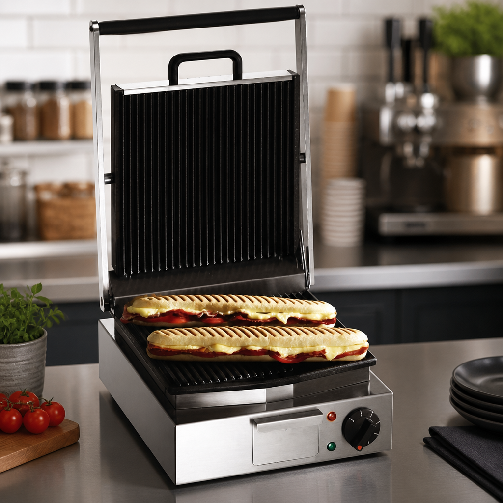 Commercial Electric Single Panini Grill Countertop 400mm