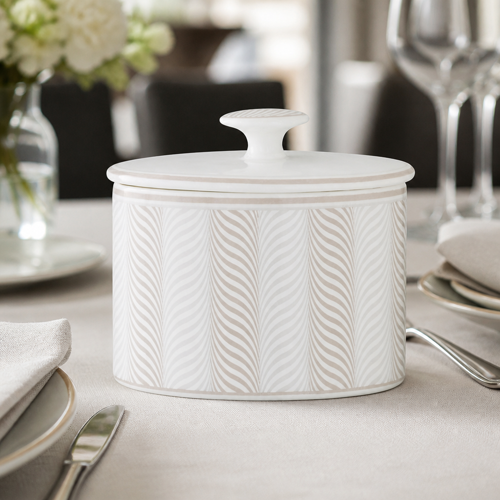 Commercial 225ml taupe bone china sugar bowls, 12 pack