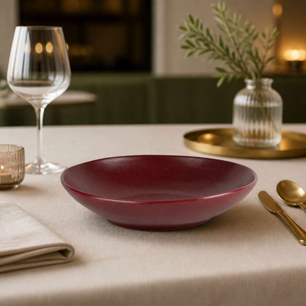 Commercial Build A Bowl Red Stoneware 250mm Flat Bowls 4 Pack