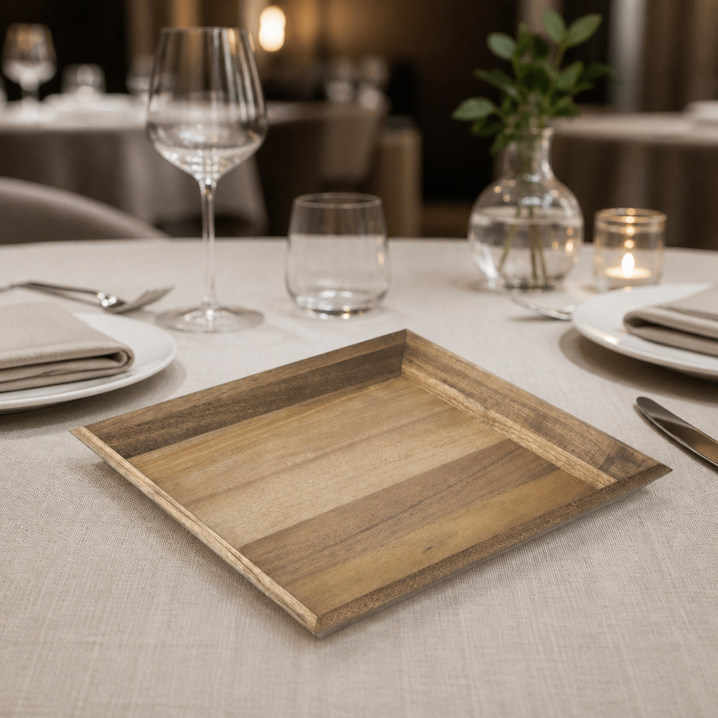 Medium Acacia Wood Rectangular Tray 380x355mm