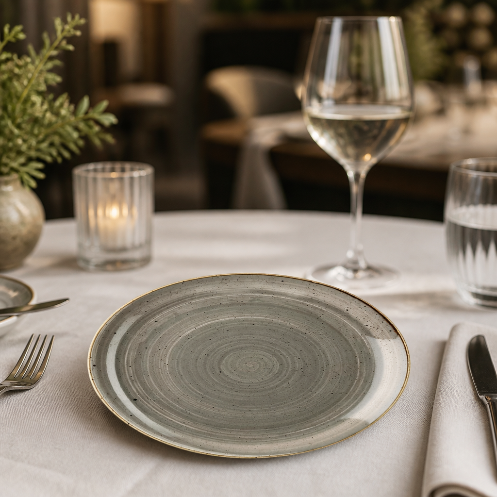 Commercial Round Coupe Plates 200mm in Grey, 12 Pack