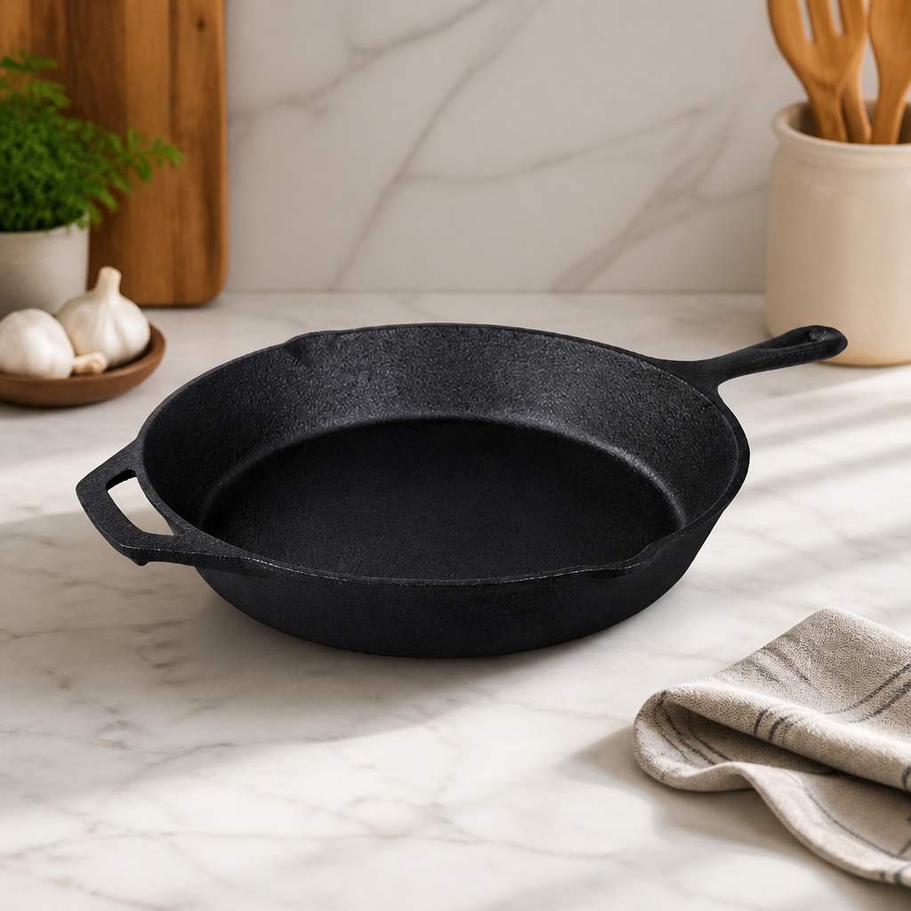 Commercial Cast Iron Skillet Pan 30cm 3.1Ltr Cooking Tool