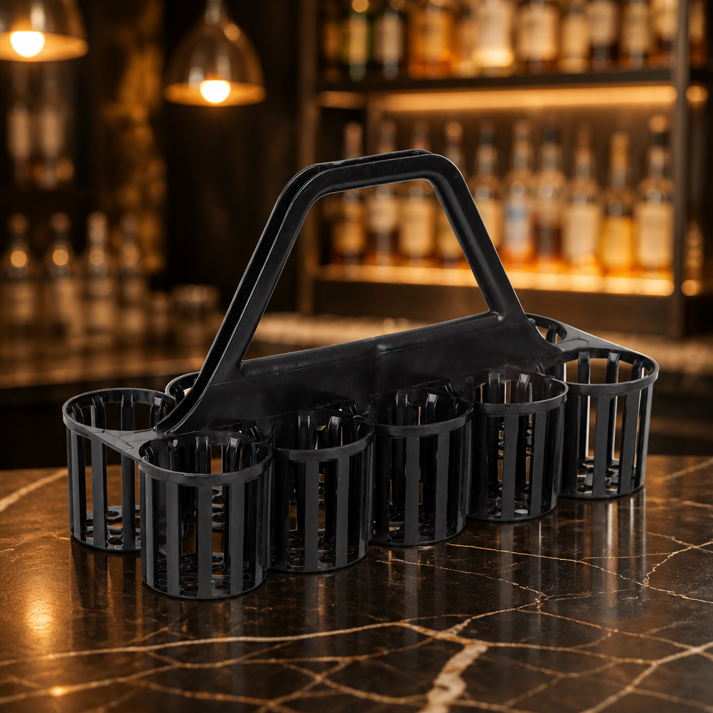 Commercial Glass and Bottle Carrier 10 Ltr Black Plastic