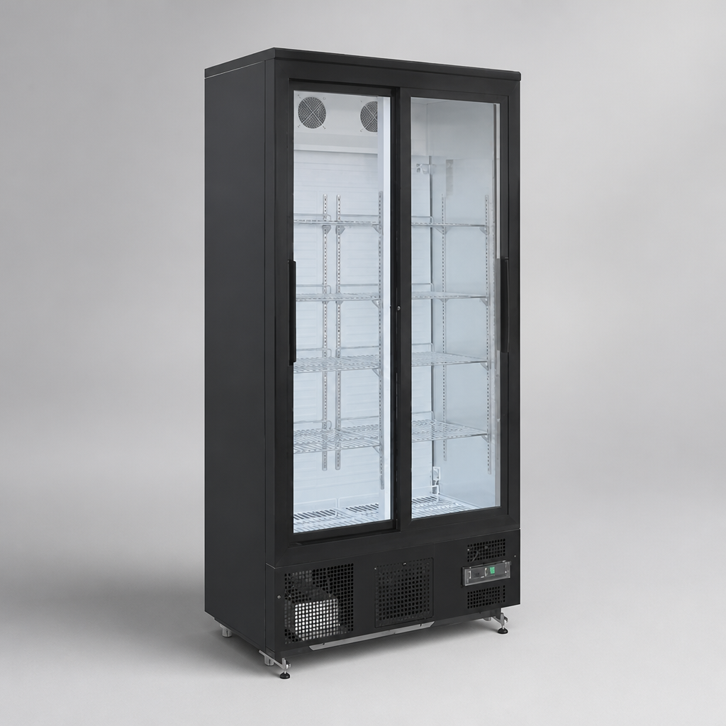 Commercial Upright Back Bar Cooler 490Ltr Sliding Doors