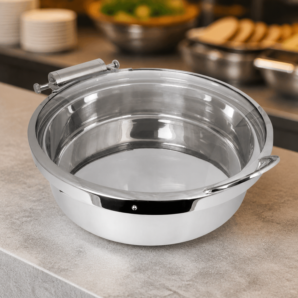 7.5Ltr Round Induction Chafer with Glass Lid for Buffets