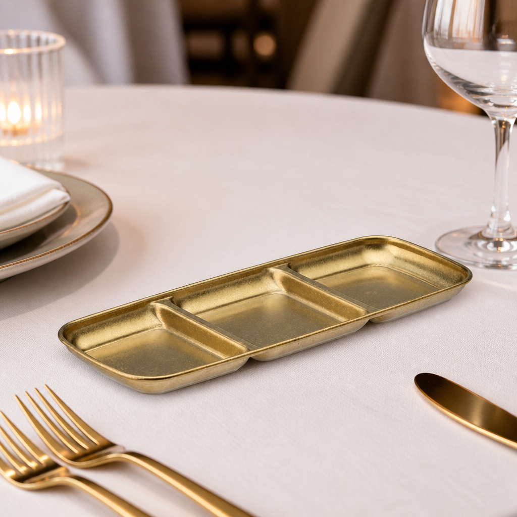 Commercial Triple Dip Trays Pack of 12 Rumbled Gold 225x90mm