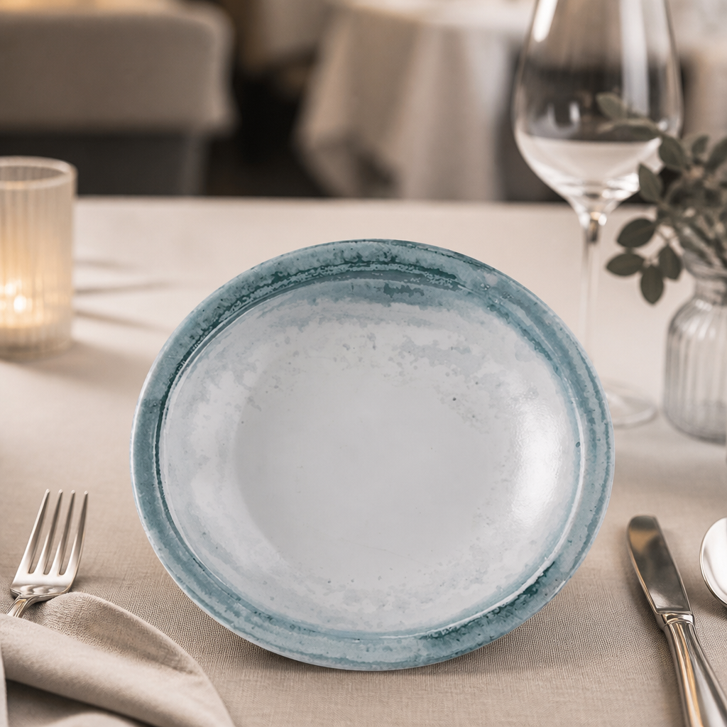 Commercial rimmed soup bowls 210mm limestone 12 pack