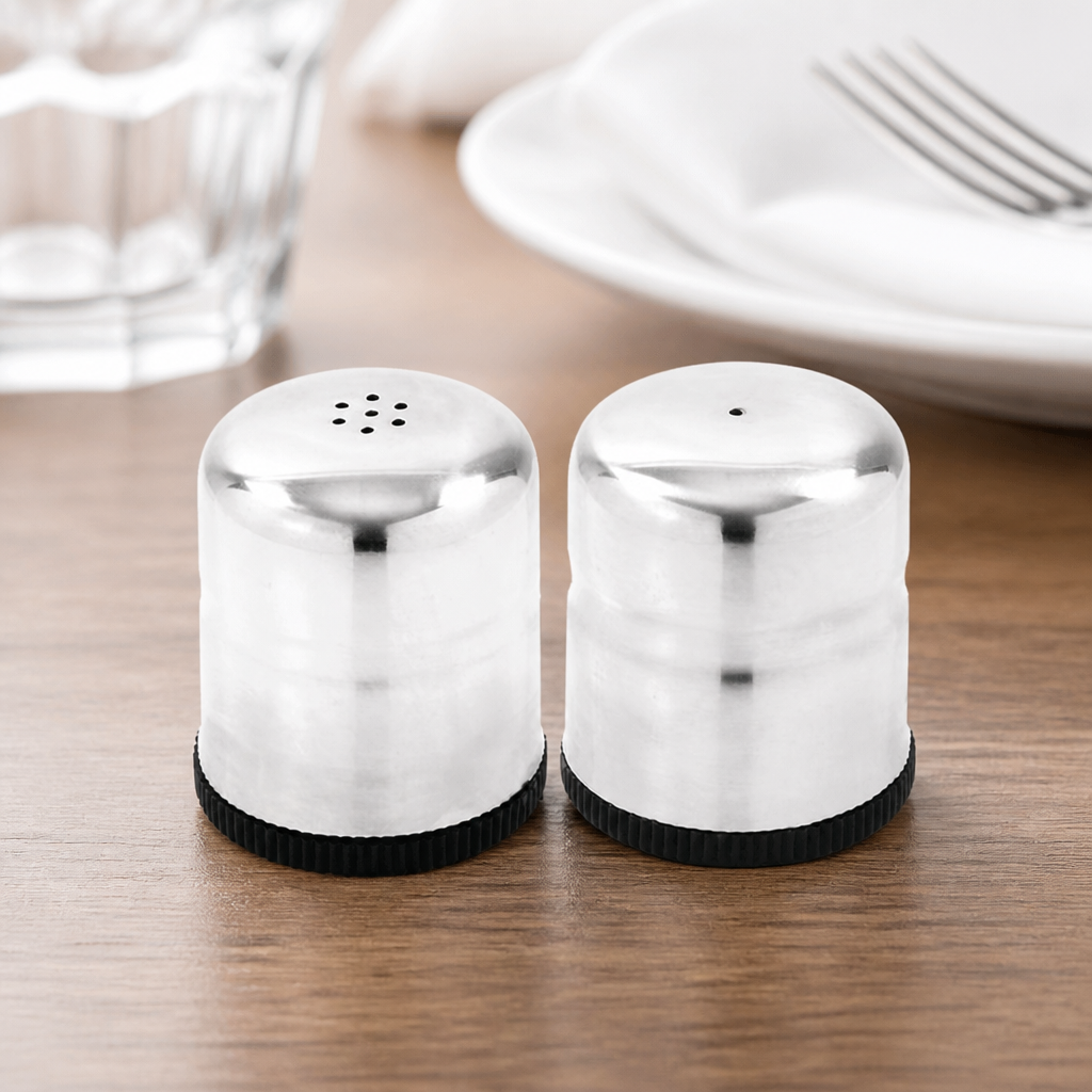 Mini Stainless Steel Salt and Pepper Shakers 50ml Commercial Set