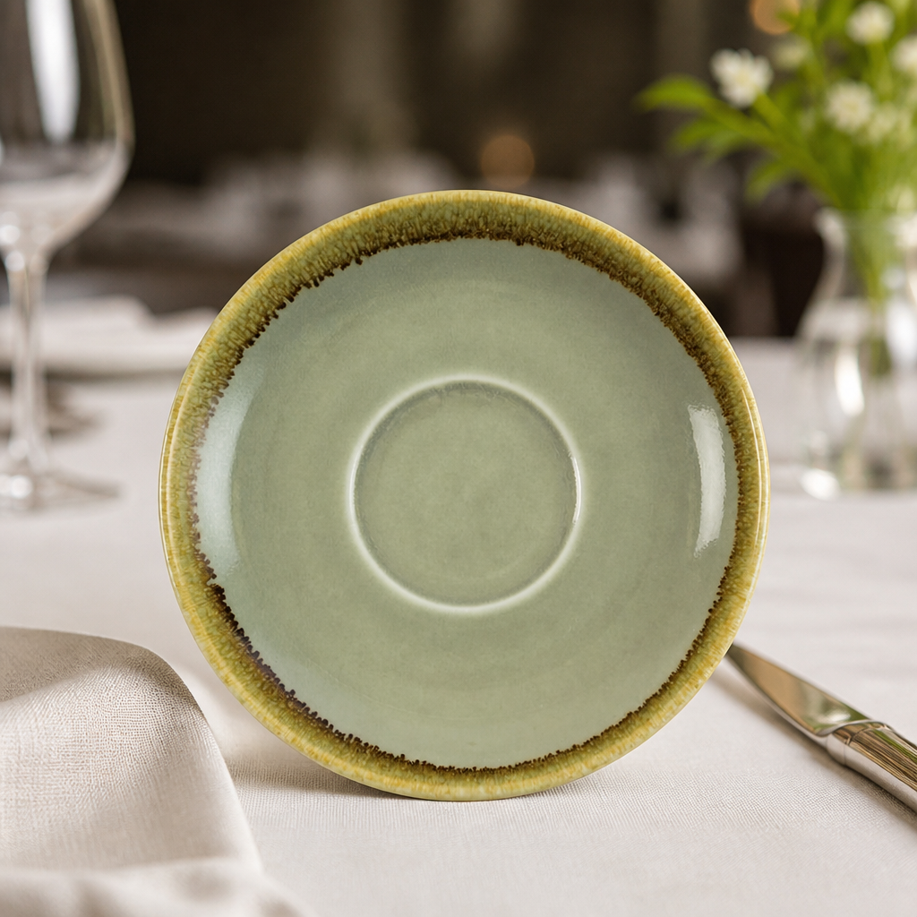 Commercial Porcelain Cappuccino Saucers 160mm Moss 6 Pack