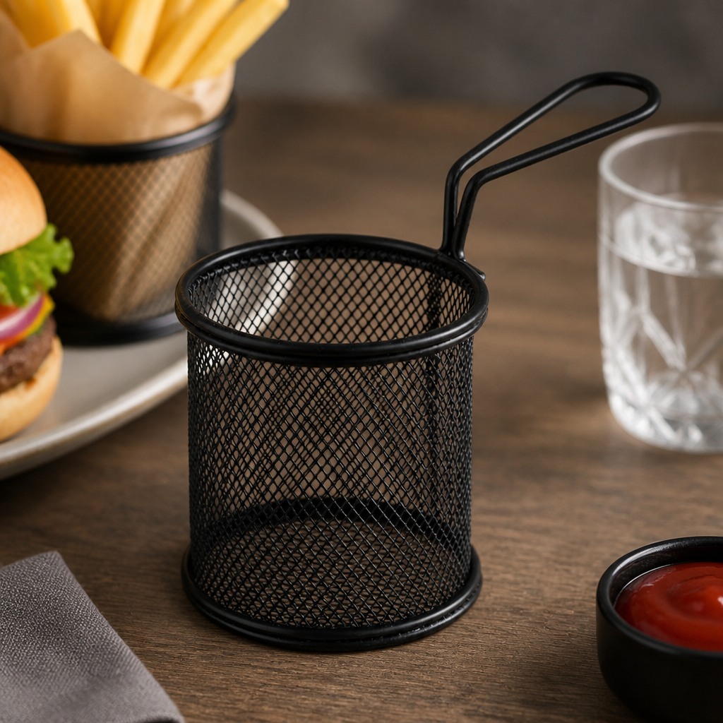 Commercial Snack Holder Fry Basket 90x85mm Stainless Steel