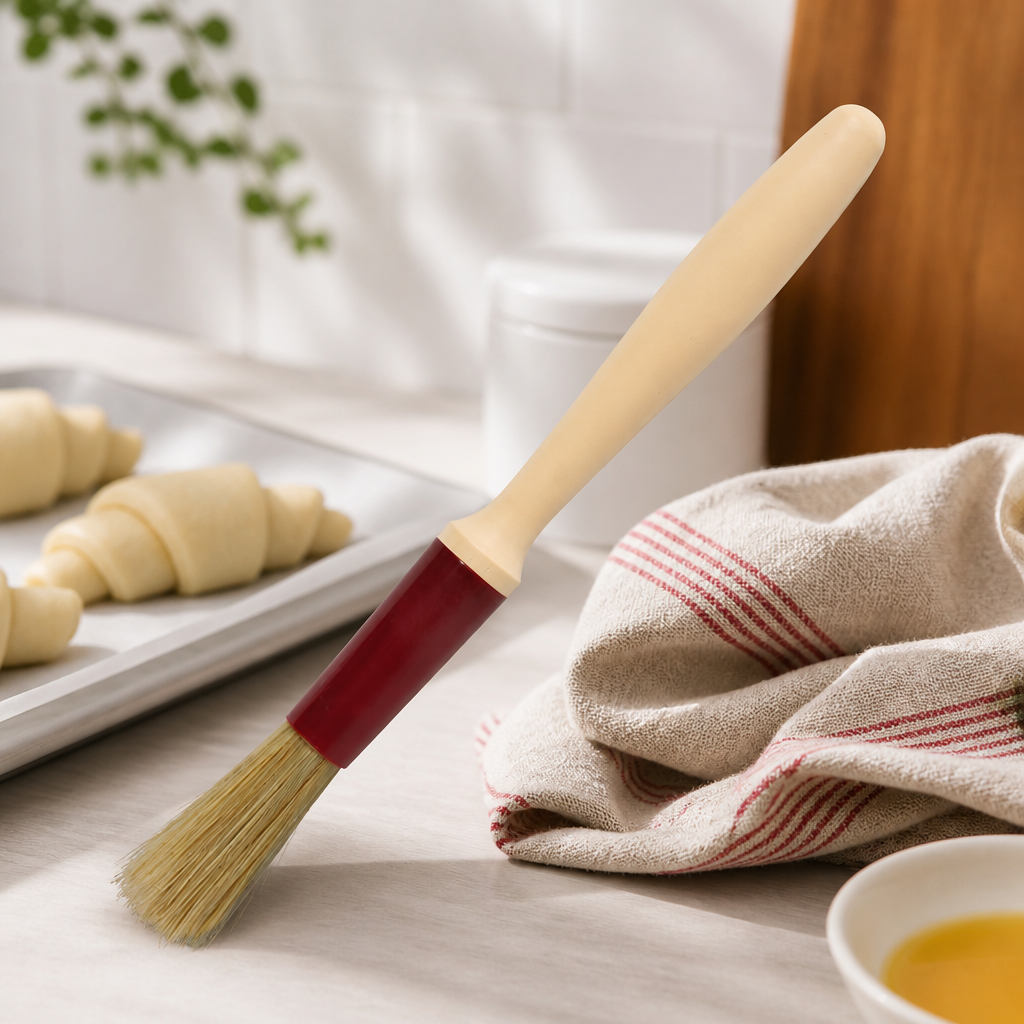 Commercial Pastry Brush 15mm Round Head Natural Bristles