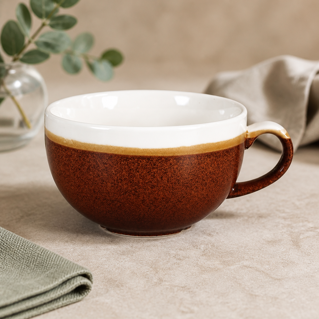 Commercial Cappuccino Cups 225ml Cinnamon Brown 12 Pack