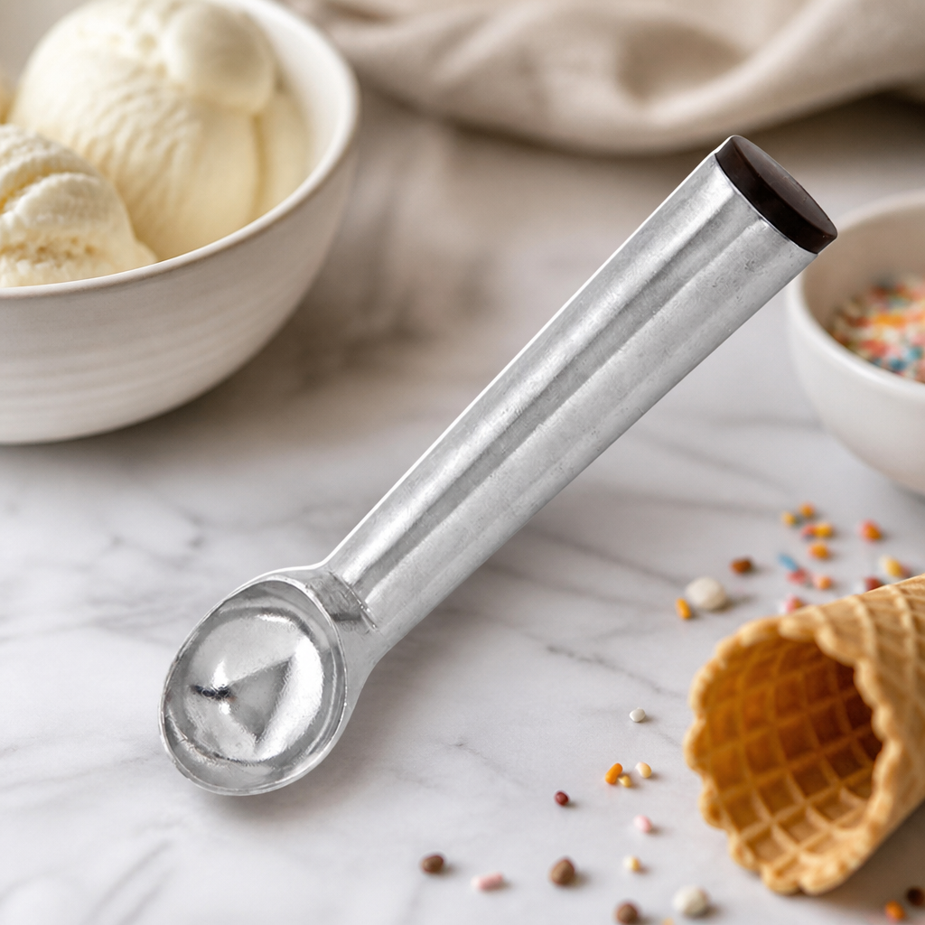 2oz Commercial Ice Cream Scoop with Brown Cap and Numbered Handle