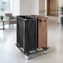 Commercial 2 Compartment Linen Trolley 200L Capacity Black