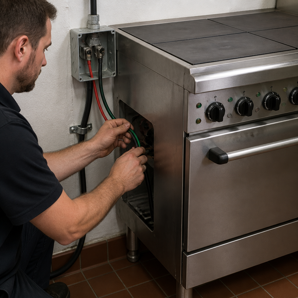 Commercial cooking range installation service for electric units