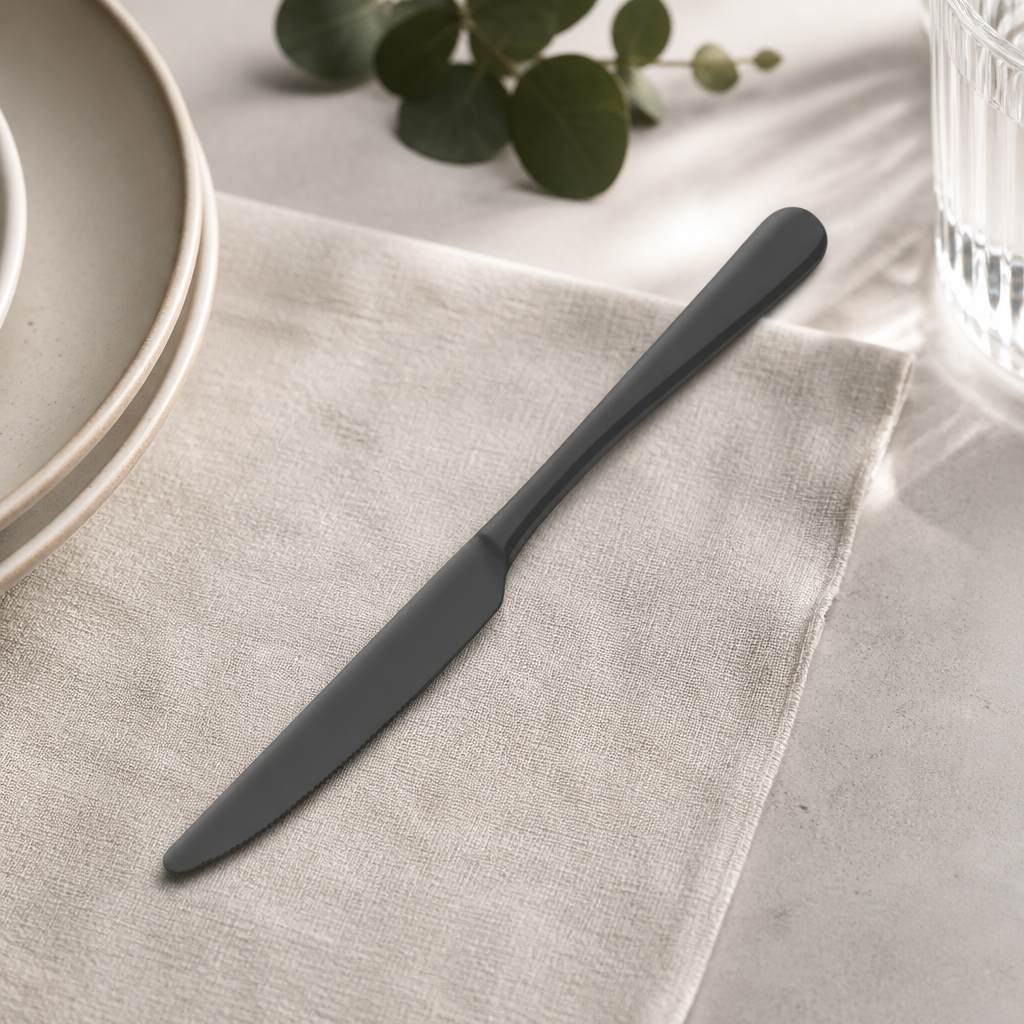 Commercial Table Knives Black Finish - 12 Pack Set