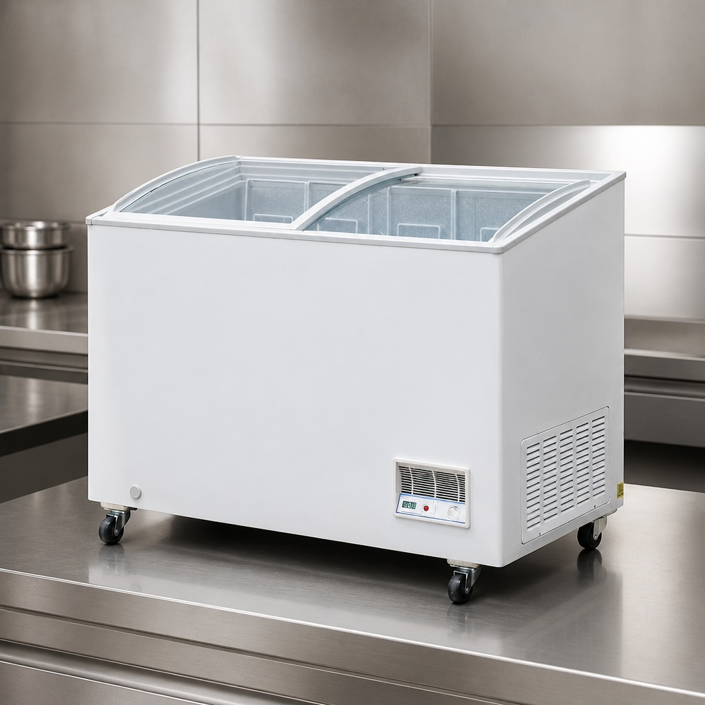 Commercial Glass Door Display Chest Freezer 270Ltr