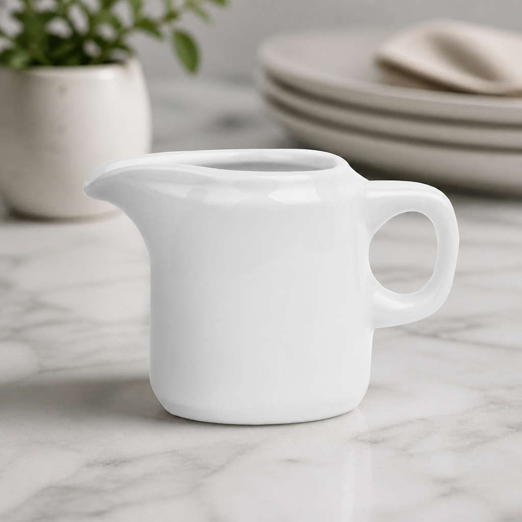 Commercial Handled Jugs 65ml - Pack of 12 Whiteware Milk Jugs