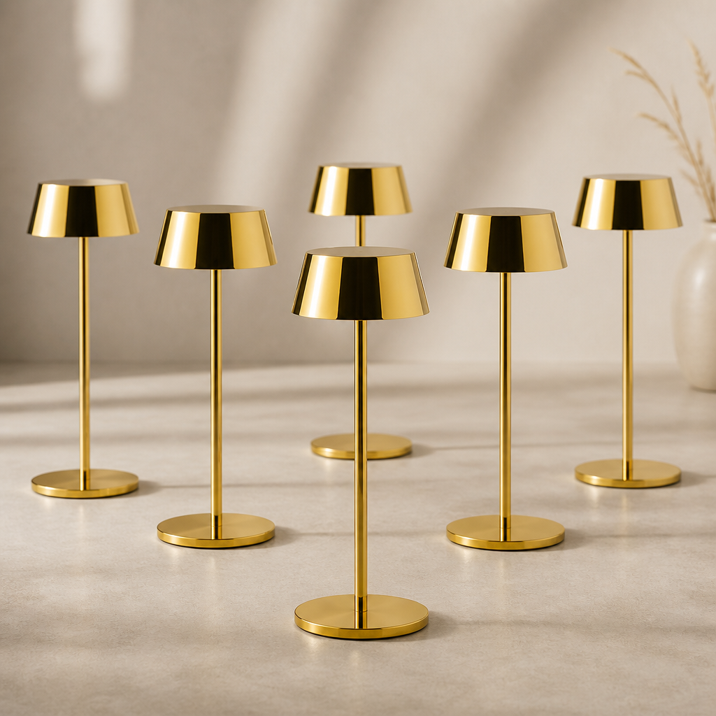 Cordless LED Table Lamp 300mm Gold Finish - 6 Pack