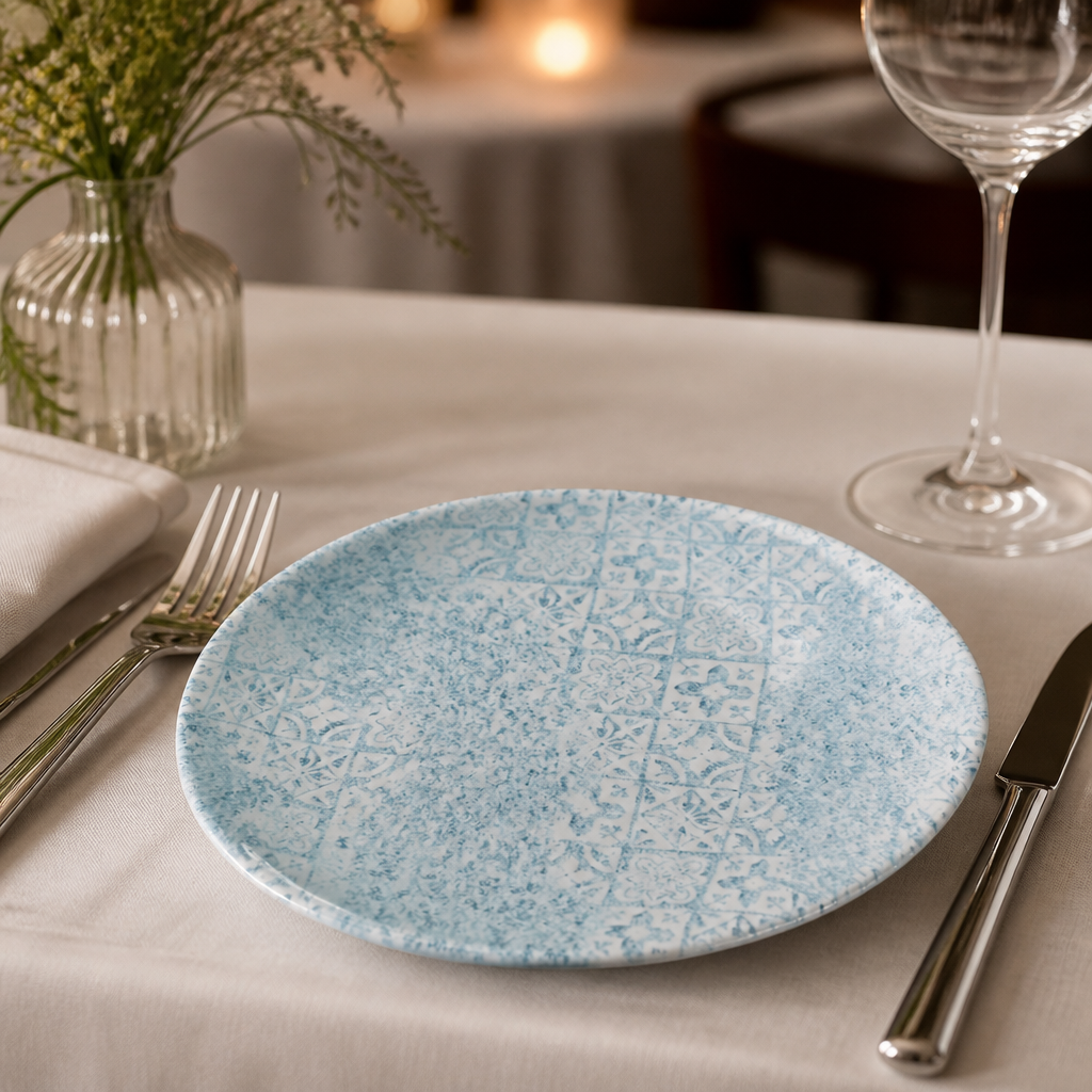 Set of 12 Commercial Aquamarine Round Dishes 168mm