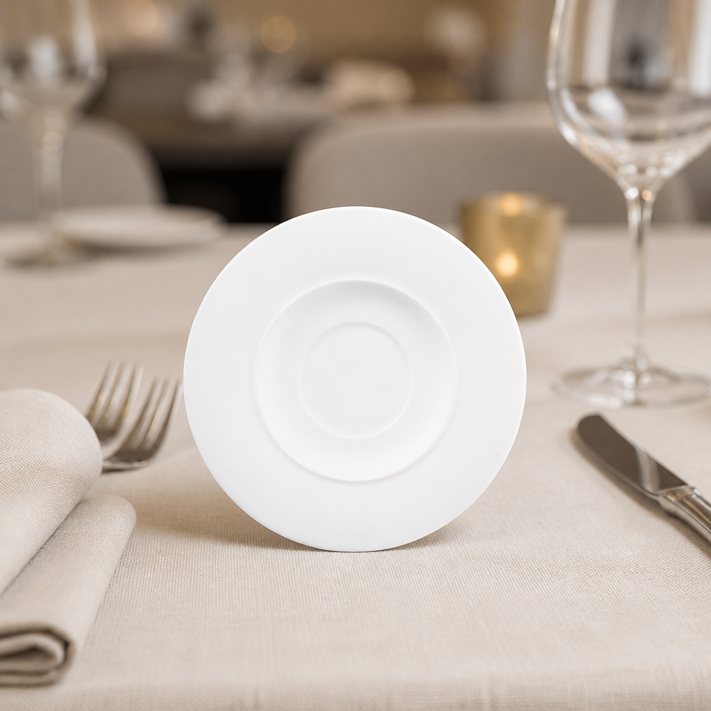 Commercial porcelain saucers 162mm for fine dining, 6 pack