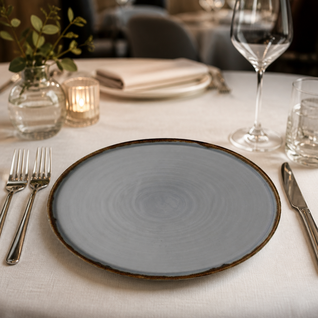 Commercial Walled Plates Grey 260mm Farm-to-Table Style 6 Pack