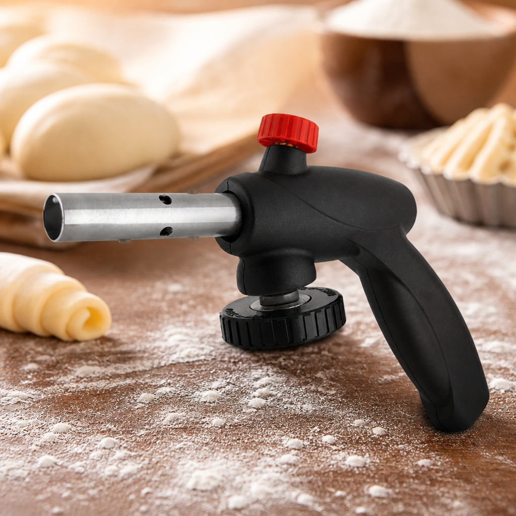 Commercial Chef's Blow Torch with Clip-On Handle and Safety Features