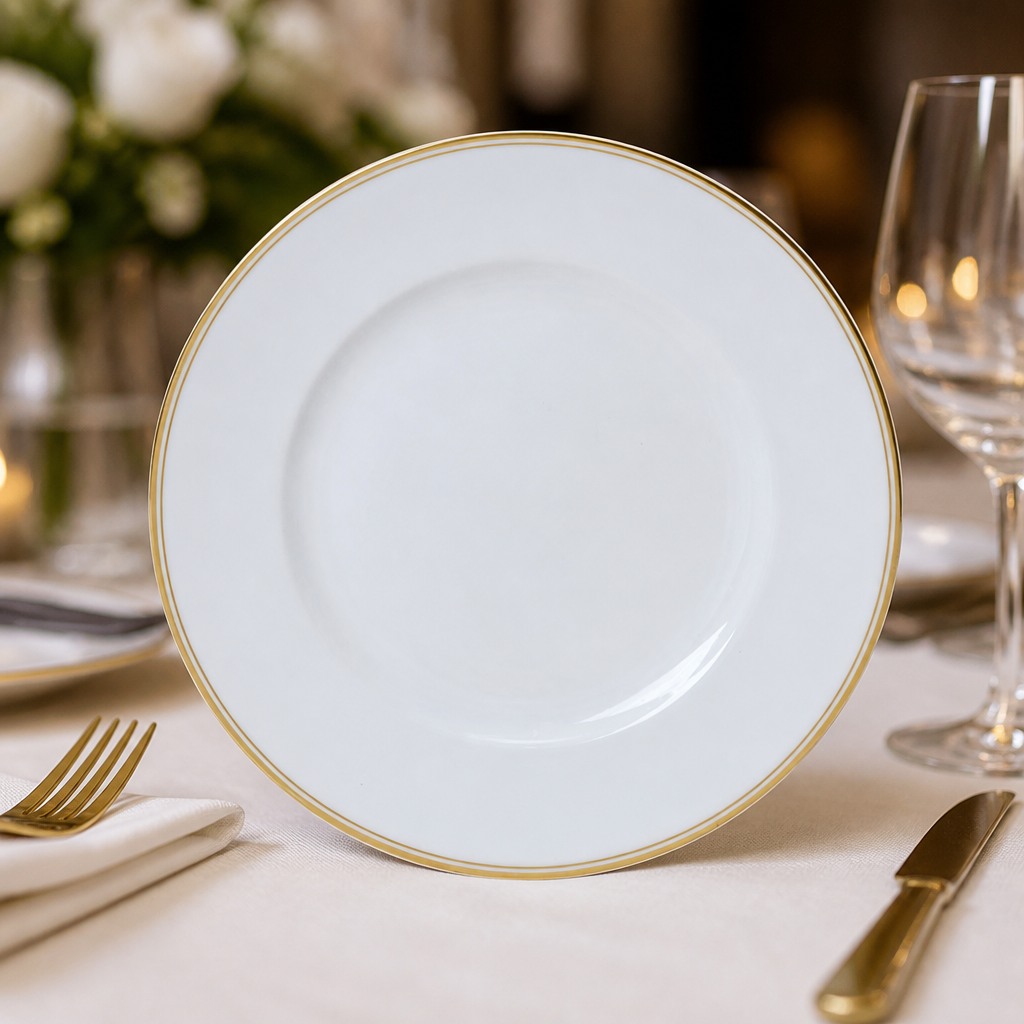 Burnished Gold Plates 275mm for fine dining, 12 pack