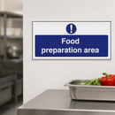 Food Preparation Area Sign 100x200mm Commercial Kitchen Safety