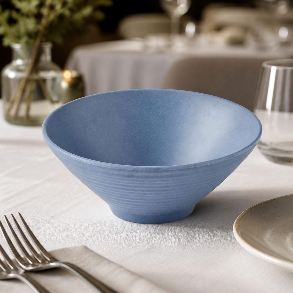Commercial Melamine Small Rippled Bowl Oslo Blue 200mm