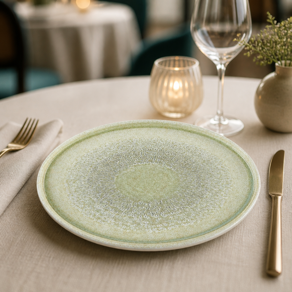 Commercial Walled Plates Speckled Green 260mm - 6 Pack