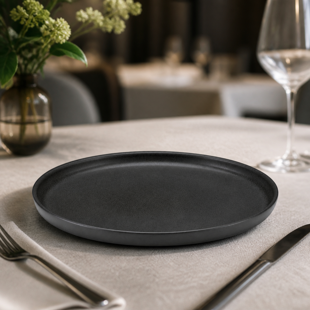 Commercial Walled Plates 280mm Semi-Matte Black 6 Pack