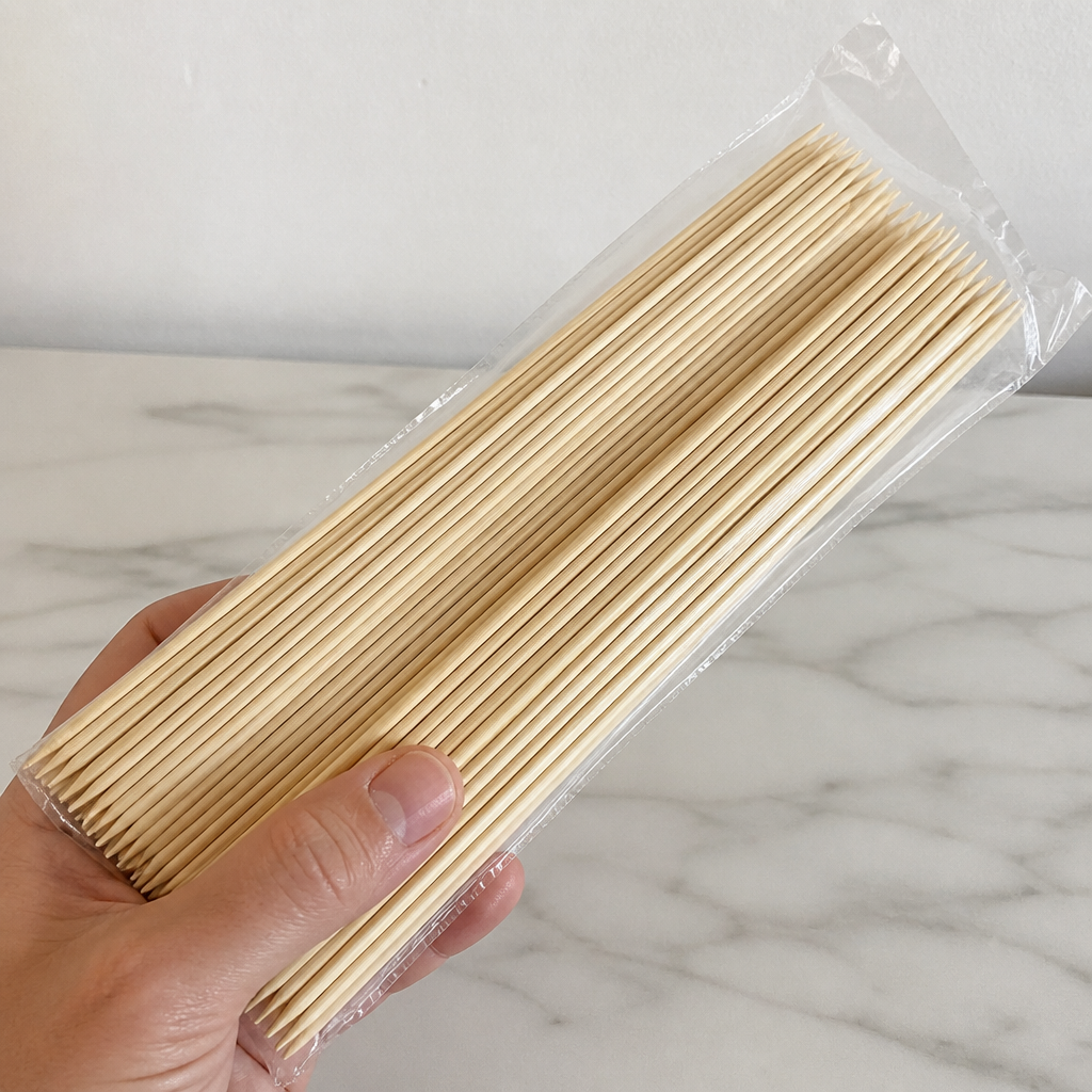 Compostable Wooden Skewers 250mm 200 Pack for catering use