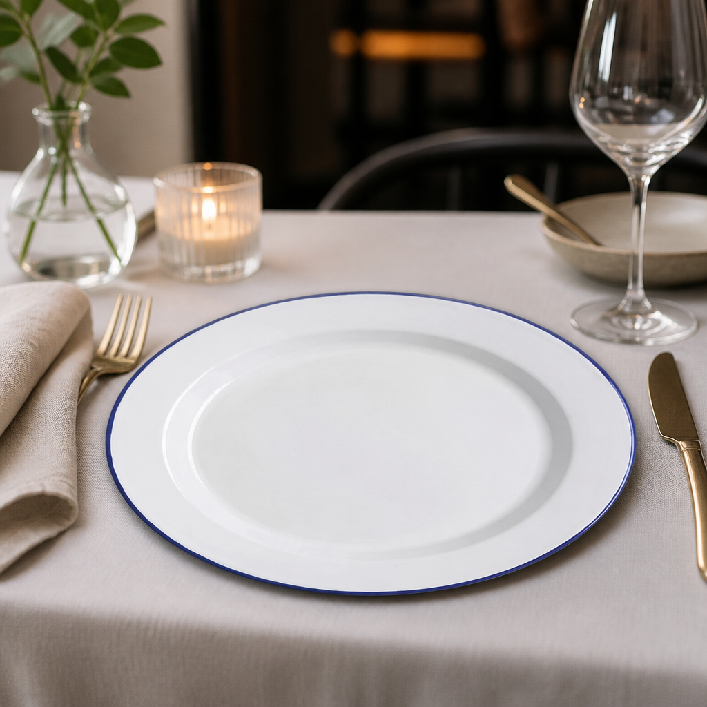 Commercial Enamel Dinner Plates 300mm - 6 Pack Set
