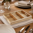 Commercial Acacia Wood Cutlery Tray with Three Compartments