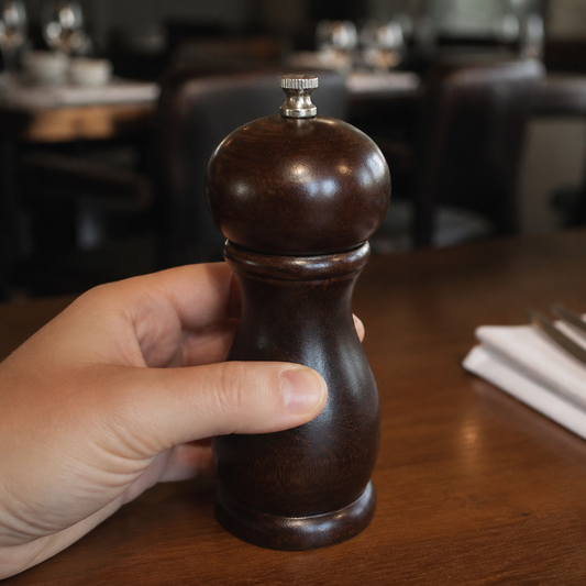 Commercial Dark Wood Salt And Pepper Mill 6 Inch Adjustable