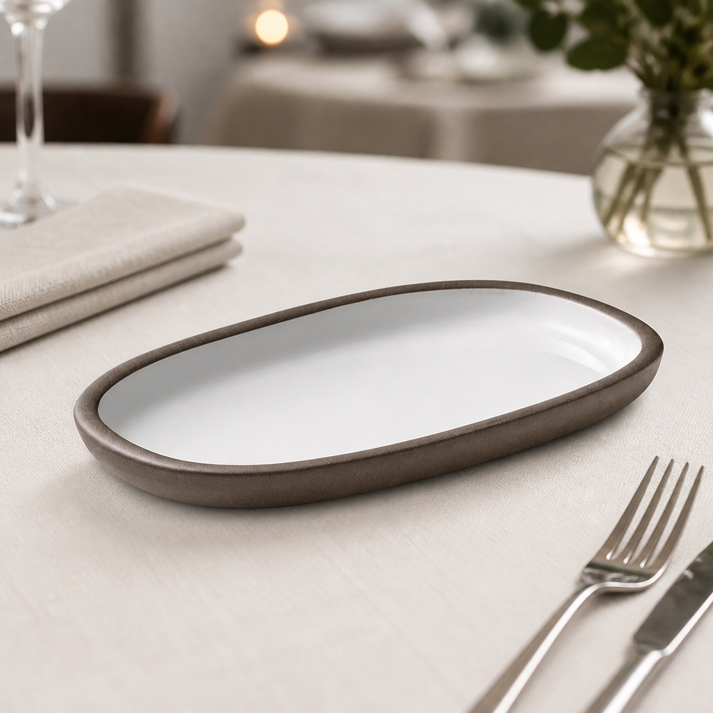 Commercial oval plates 190x110mm stoneware 6 pack