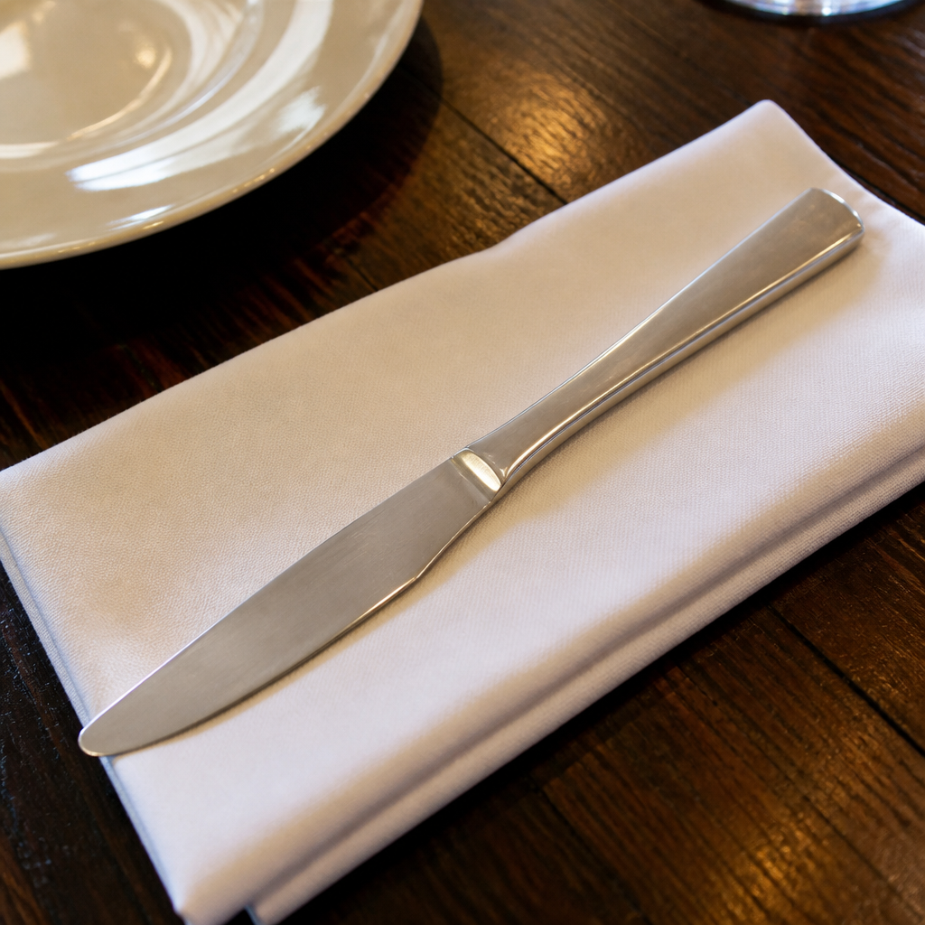 Set of 12 commercial stainless steel table knives, 229mm