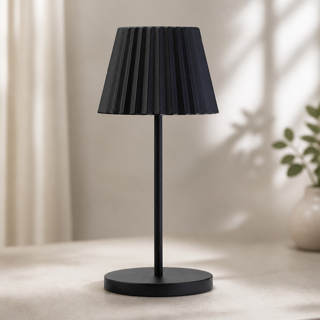 260mm black cordless LED table lamp set of 6 rechargeable