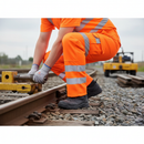 Premium High-Visibility Combat Work Trousers with Knee Pad Pockets and Railway Specification in Orange