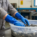 Premium Fully Coated PVC Gauntlet Gloves - Blue, Size 9, Chemical Resistant and Comfortable for Extended Wear