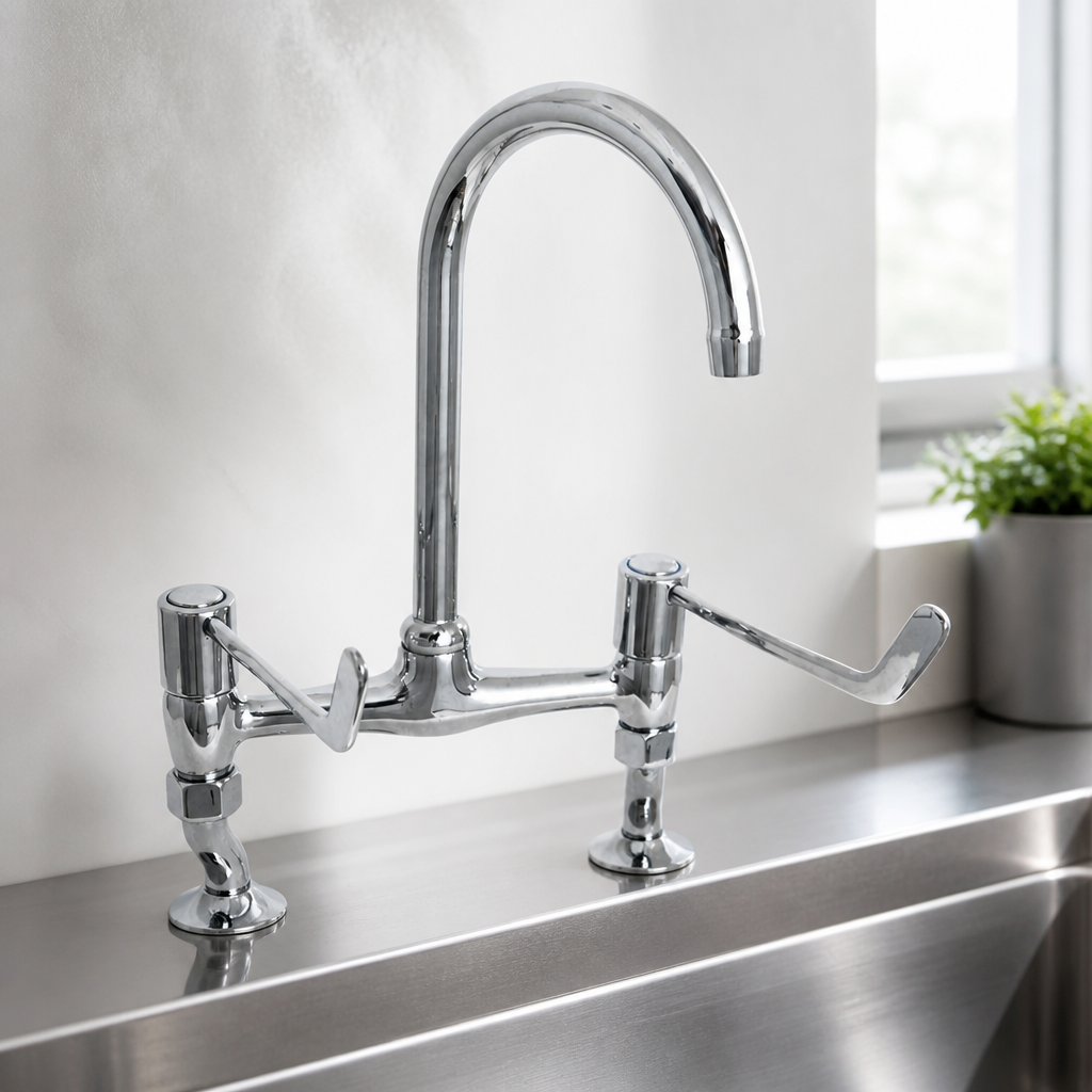 Commercial Lever Operated Mixer Tap for Sinks 6" Levers
