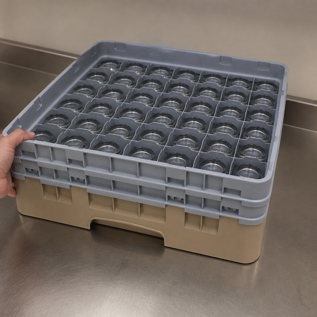 Commercial Dishwasher Rack with 49 compartments for glassware