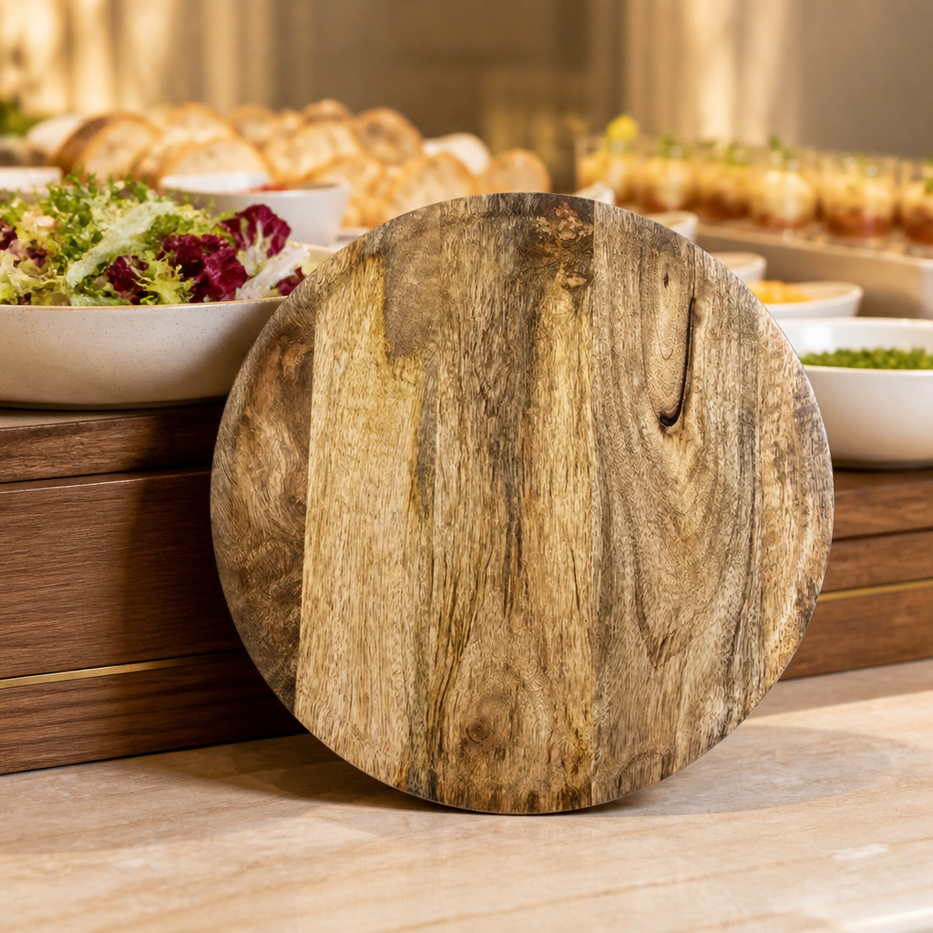 Commercial Revolving Cake Stand 330mm Mango Wood Display