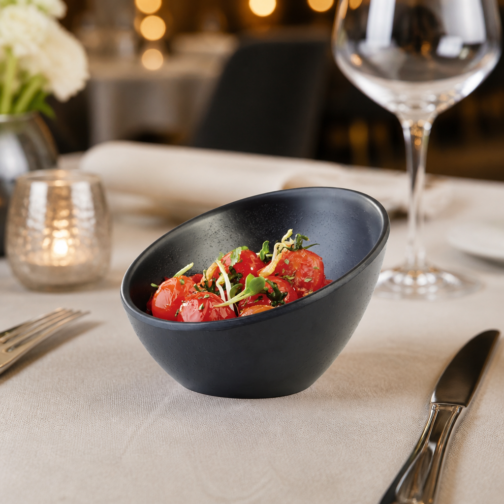 Commercial Melamine Round Sloped Snack Bowl 150ml Black